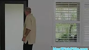 ebony beauty rides old neighbor and gets facial