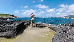 russian girl sasha enjoys nude beach views in mallorca