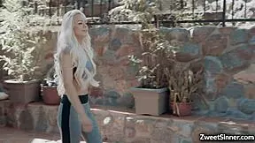 hot teen babysitter toys her wet pussy while boss watches