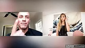 submissive girl pees and fingers as master watches