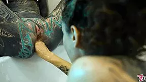 Insane fisting session in bathtub with prolapse and squirt
