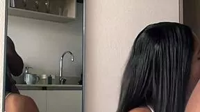 my cute gf on knees eatin my big cock