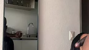 my cute gf on knees eatin my big cock