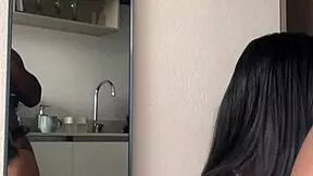 my cute gf on knees eatin my big cock