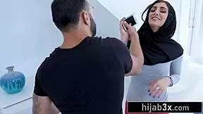 hijab wearing brat punished by stepsisters boyfriend for talking trash