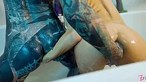 Insane fisting session in bathtub with prolapse and squirt