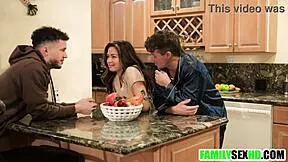 Step sister fucked hard by her new step brothers in taboo threesome