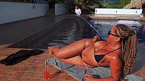 Colombian milf enjoys time with young worker outdoors