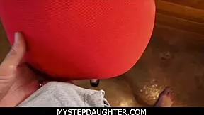 blonde teen tricks stepdad into kitchen counter pov fuck