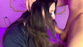 Cute Goth Girl Gives Sloppy Saliva Blowjob