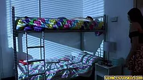 stunning brunette gives stepbro a hot blowjob