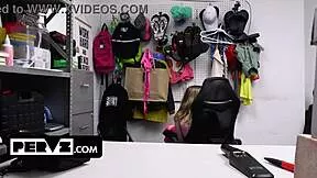 Natural titted petite coco lovelock caught stealing and gets punished by mall cop
