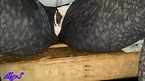 Ebony Milf Flashes Pussy Bar