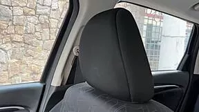pov brazilian student flashes big clit in car