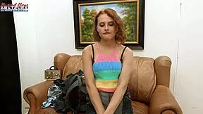 petite inked redhead luna plays with toy and sucks