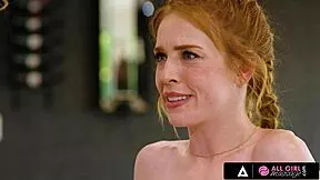 all girl massage leads to hot lesbian 69 between redheads