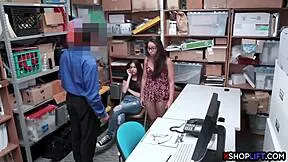 sexy petite shoplifter teen got fucked in threesome