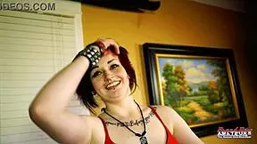 sexy inked brunette marcie plays with toys