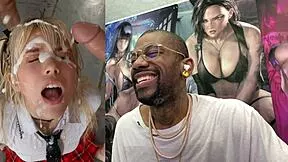 tight bald pussy teases fat cock before bukkake creampie