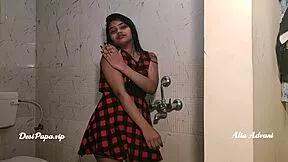 thick goth teen fingers her tattooed ass