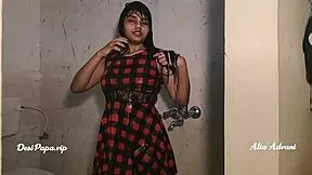 thick goth teen fingers her tattooed ass