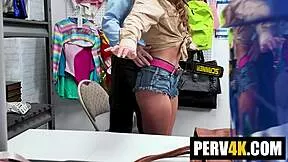 Horny cowgirl thief caught and fucked hard