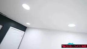 Stepsis caught masturbating confesses fantasies and deepthroats stepbro in kitchen