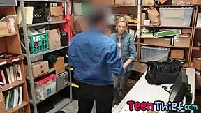 Blonde burglar rides cock in office 😈