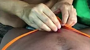Milf eats cum in food fetish play with natural tits