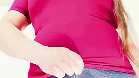 Esposa tetona masturbates huge vagina in leggings thinking of neighbor