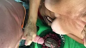 Milf eats cum in food fetish play with natural tits