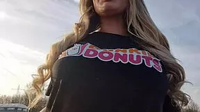 Stranger fucks a girl from dunkin donuts and glazed her pussy with cum