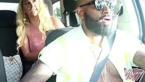Shaundam pounds nina kayy doggystyle on black leather sectional
