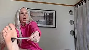 British Barbie shows her bare feet in ASMR