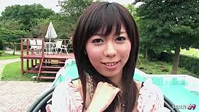 petite japanese teen gives old guy squirt orgasm at pool jav