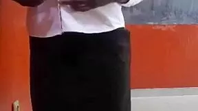 young student touches herself during class