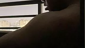 I feel thrilled sucking my roommate on the hotel balcony passionately