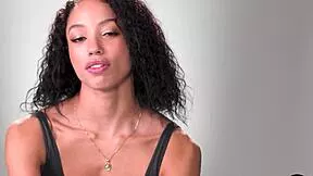 Petite curly black milf masturbates after interview