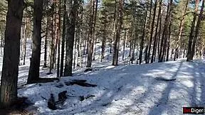 met a lost girl in the forest and fucked her with cum in her pussy