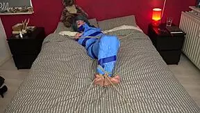 Teen Girl Next Door Luna Grey Mummified On Bed And Tape Gagged