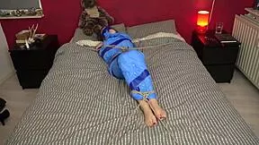 Teen Girl Next Door Luna Grey Mummified On Bed And Tape Gagged