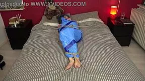 Teen Girl Next Door Luna Grey Mummified On Bed And Tape Gagged