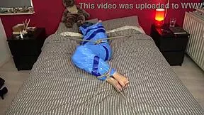 Teen Girl Next Door Luna Grey Mummified On Bed And Tape Gagged