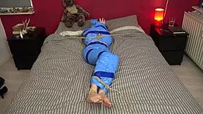 Teen Girl Next Door Luna Grey Mummified On Bed And Tape Gagged
