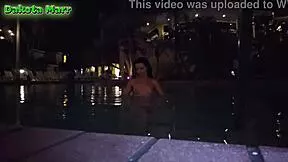 night time nudist swinger swim in public