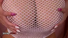 airu oshima flaunts her juicy melons in seductive fishnet