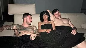 curly petite 18+ latina takes two thick cocks in wild mmf threesome - double vaginal facial
