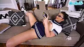 Caught nerdy stepdaughter watching porn and fucked her big ass