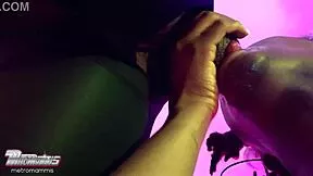 Petite ebony furry wants to swallow cum with her two tongues
