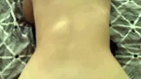 deep missionary in blue lingerie pins her legs as she grabs his cock